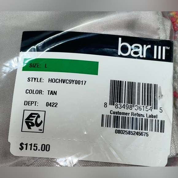 Bar III Men's Slim Fit Tan Linen Suit Vest Large Brand New - Picture 6 of 6